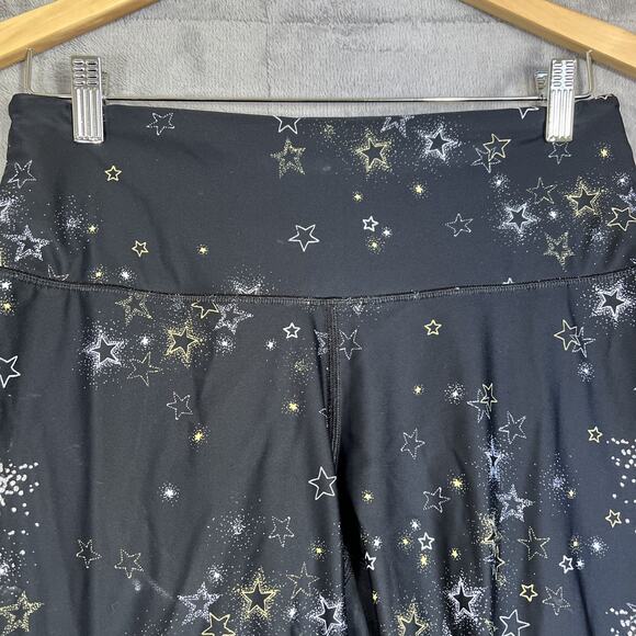Victoria Secret Sport Leggings Size Large Black 7/8's Length Gold Silver Stars - Picture 3 of 11
